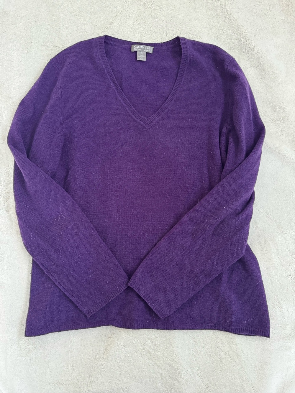 Charter Club Purple V-Neck 100% Cashmere Sweater